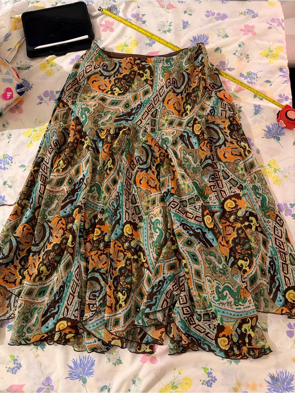 Paisley Print Circle Skirt in Multicolor